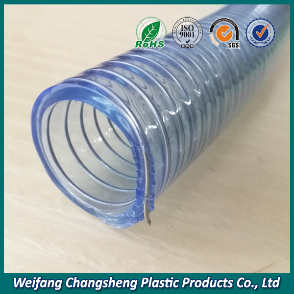 Transparent 6 inch Spiral Steel Wire Reinforced PVC Flexible Hose Pipe